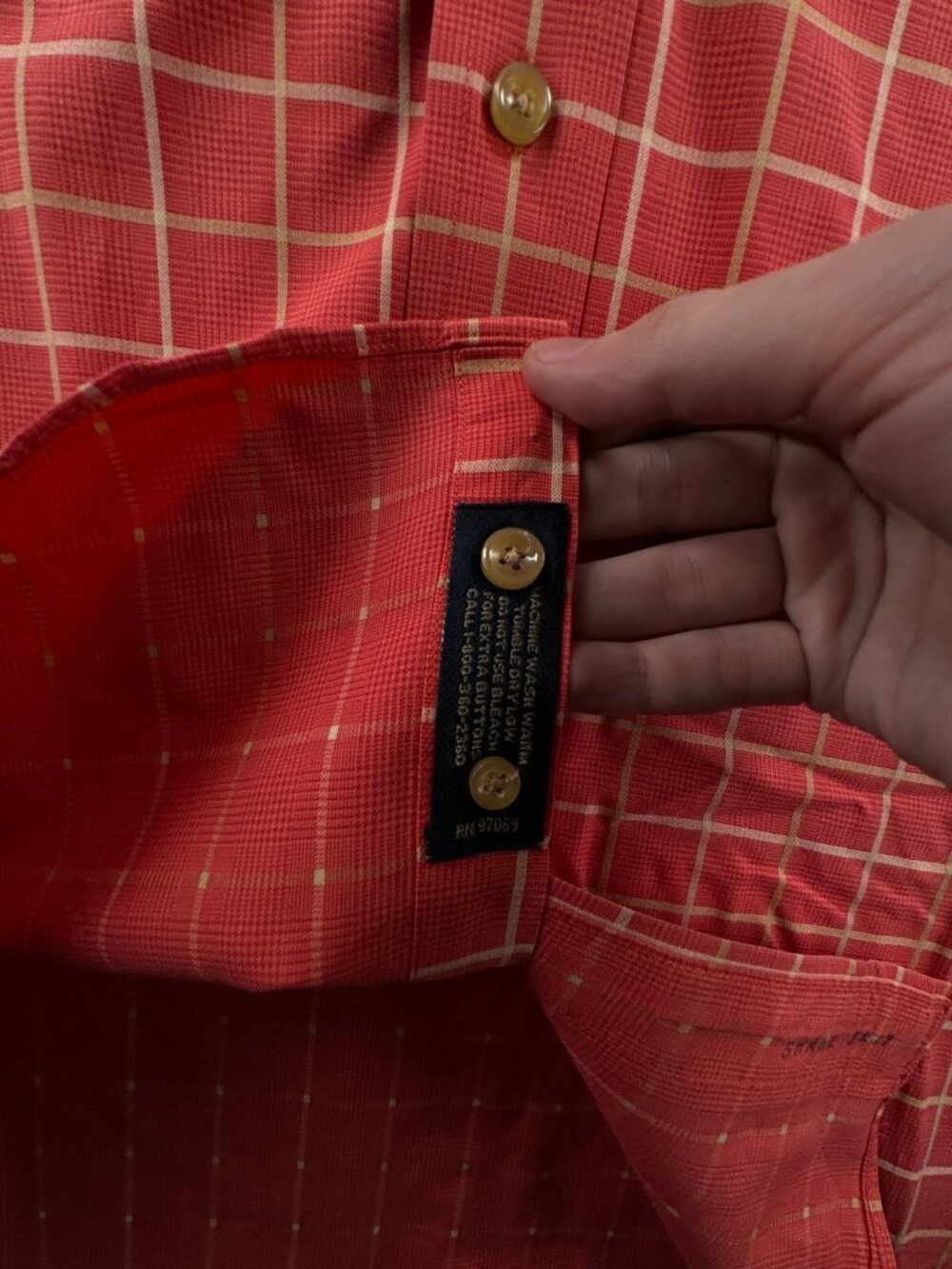 Scott Barber Medium Cotton Long Sleeve Button Up Shirt Red Check Adult Casual - Picture 12 of 14